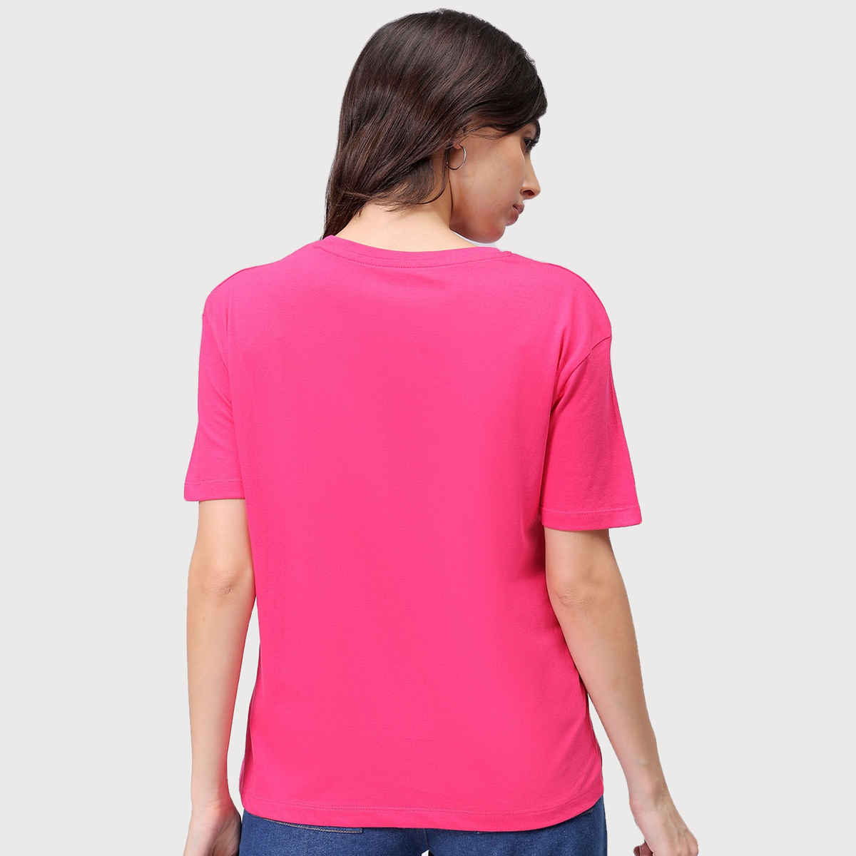 Freehand Women's Relaxed Casual Crew Neck T-shirt | Pink - XL