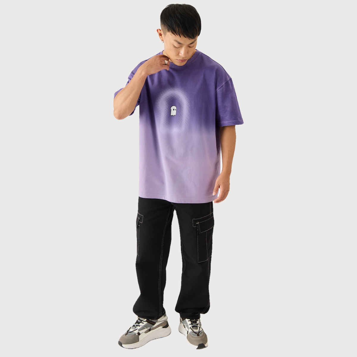 The Souled Store Men's TSS Originals Shadow Oversized T-shirt | Purple - 2XL