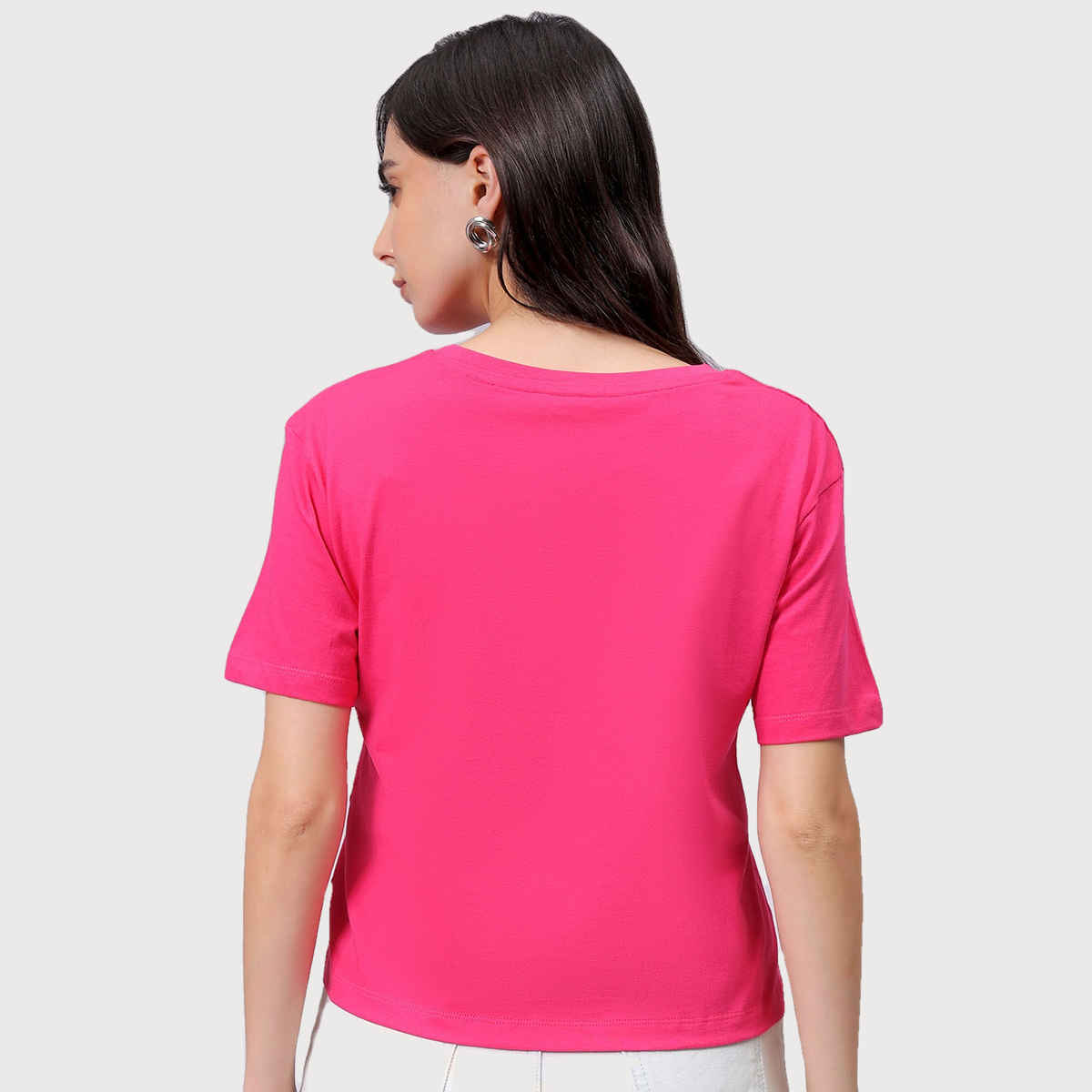 Freehand Women's Relaxed Casual Crew Neck T-shirt | Pink - S