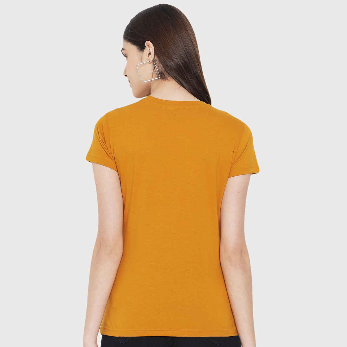 Fabflee Women Regular Cotton Printed Round Neck Tshirt | Yellow | FAB-WT-10 | S