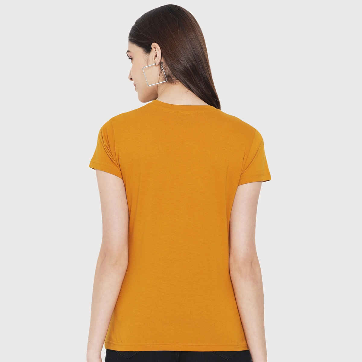 Fabflee Women Regular Cotton Printed Round Neck Tshirt | Yellow | FAB-WT-10 | L