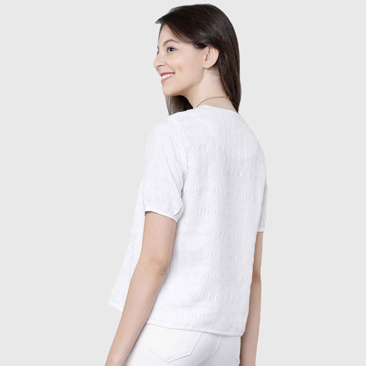 Tokyo Talkies Women's Striped Top | White - M