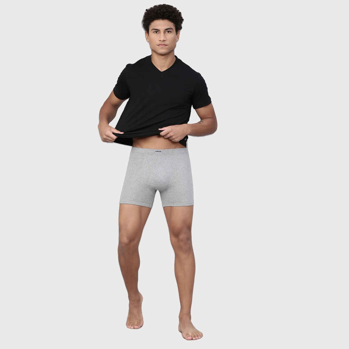 Levi's Innerwear Men's Pure Cotton Long Length Trunk | Grey and Wine - S