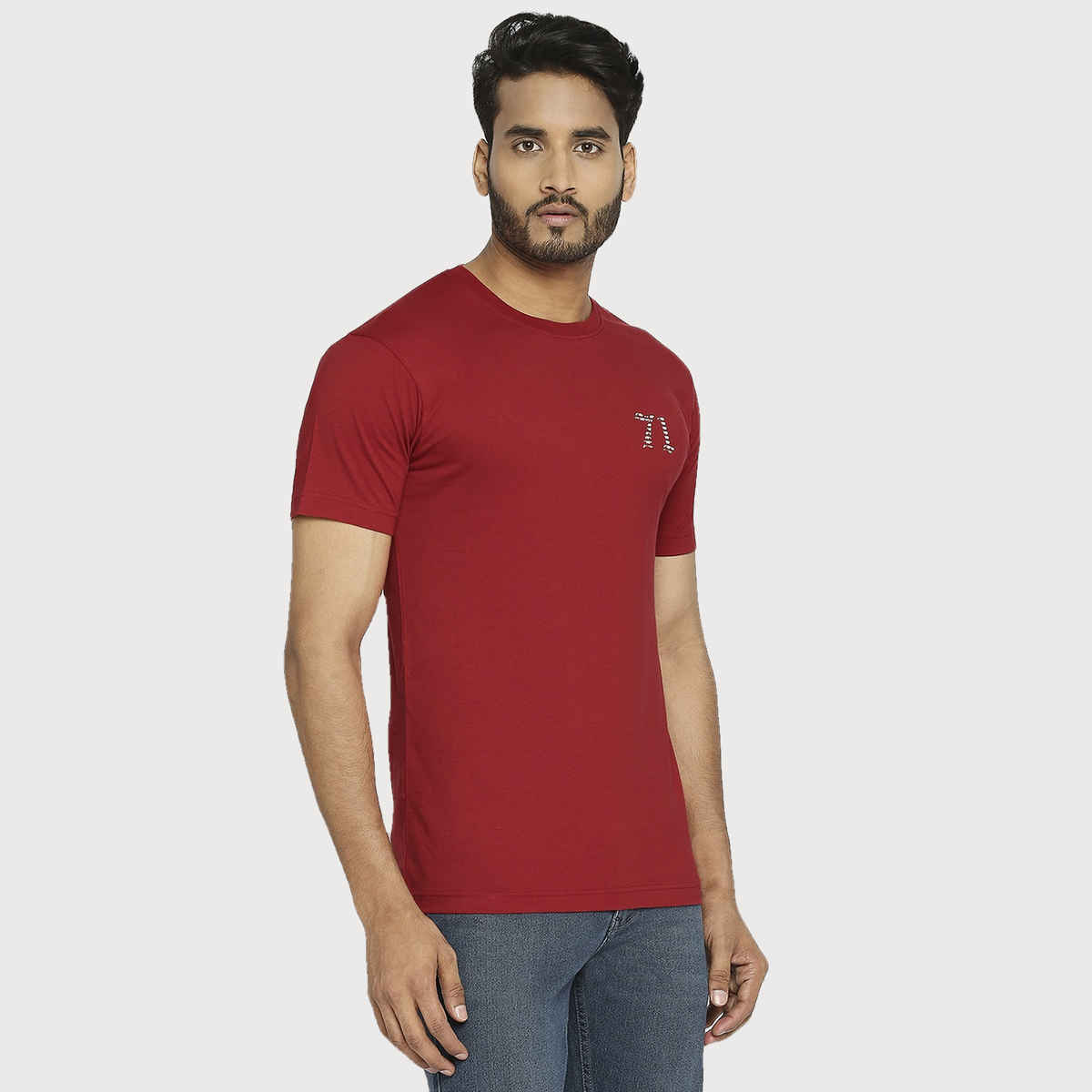 Vip Mens Round Neck T-Shirt Maroon 001 | M