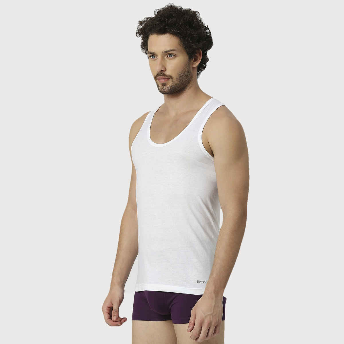 Frenchie Mens Vest Oxy Rn Pack Of 2 - 90 cm - White