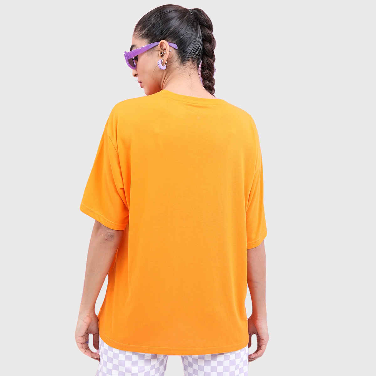 Tokyo Talkies Women's Typography Printed Oversized T-shirt | Yellow - M