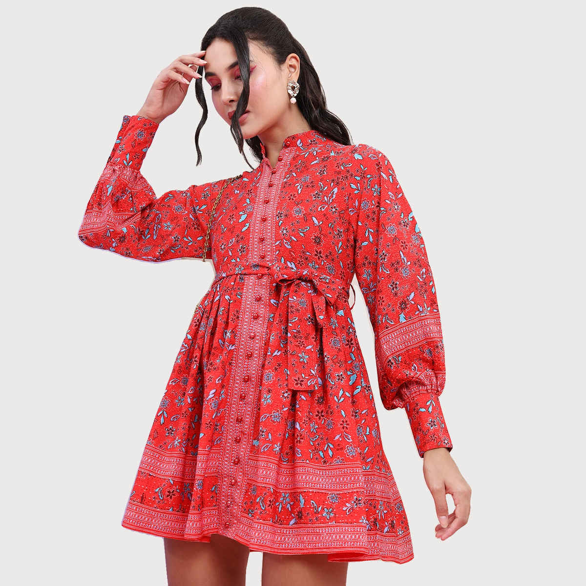 Tokyo Talkies Women's Fit And Flared Dress | Red - S