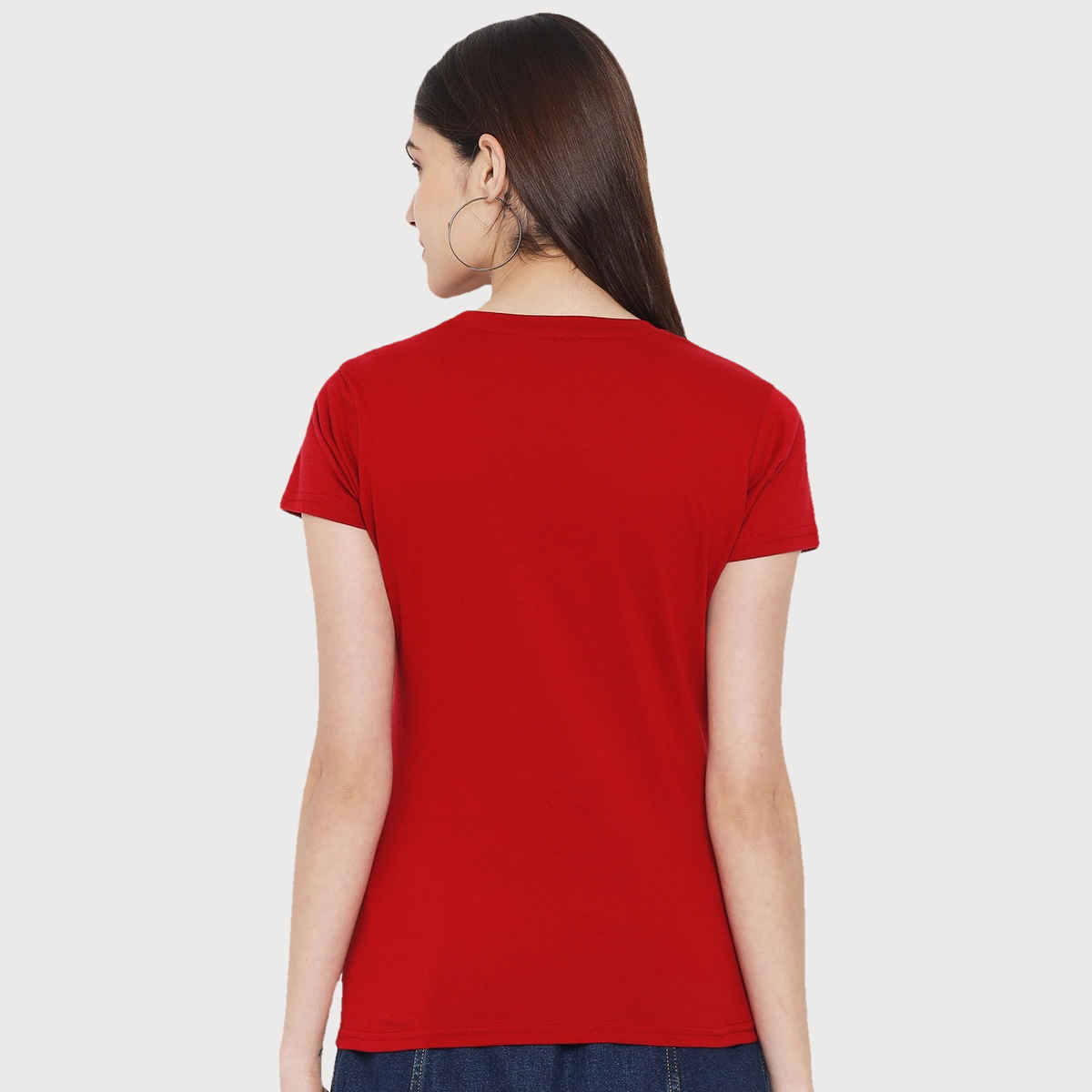 Fabflee Women Regular Cotton Printed Round Neck Tshirt | Maroon | FAB-WT-12 | L