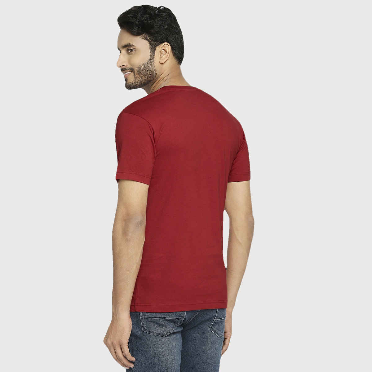 Vip Mens Round Neck T-Shirt Maroon 001 | M