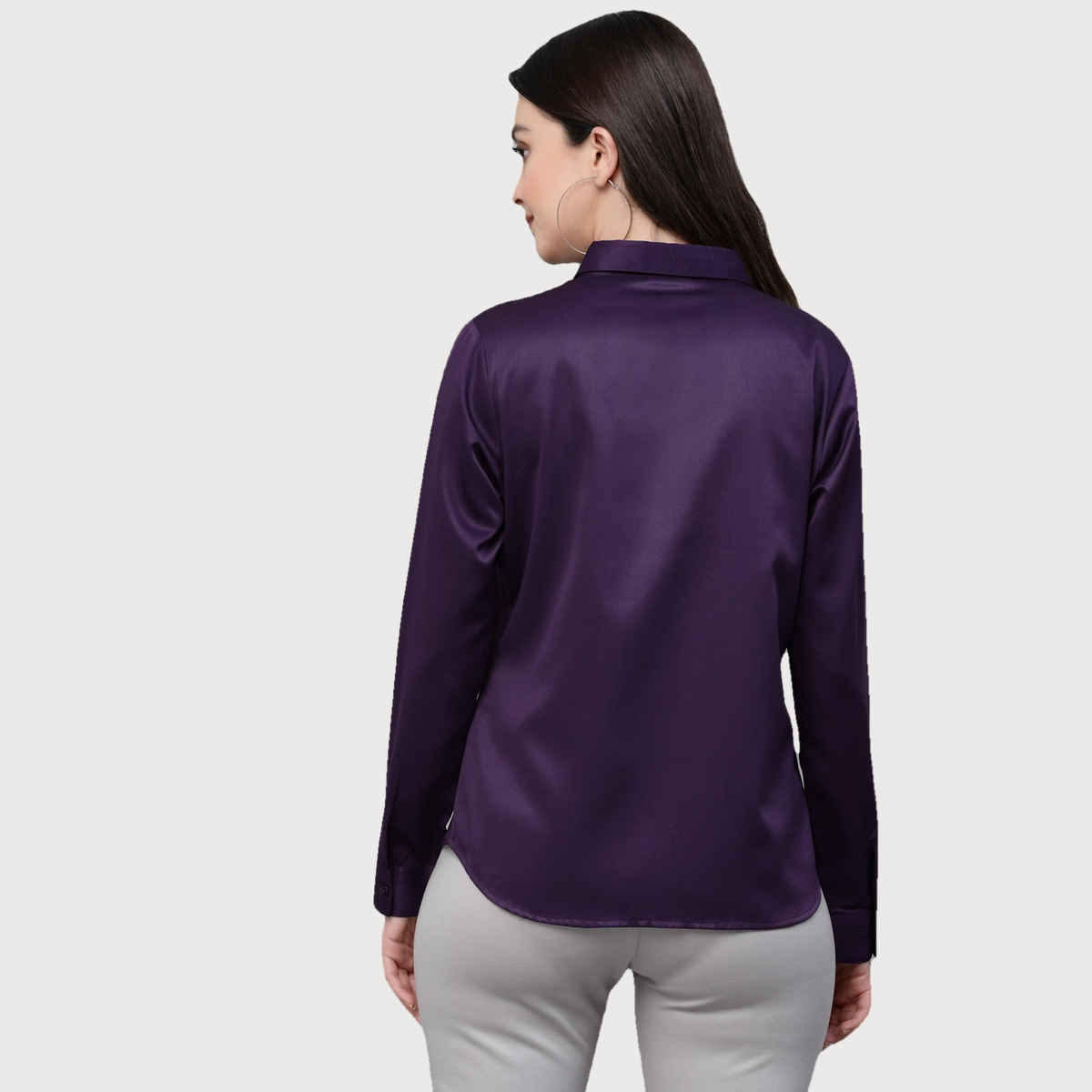 Style Quotients Women Solid Wine Satin Casual Shirt | XL | SS23SQARTHASAT - Wine