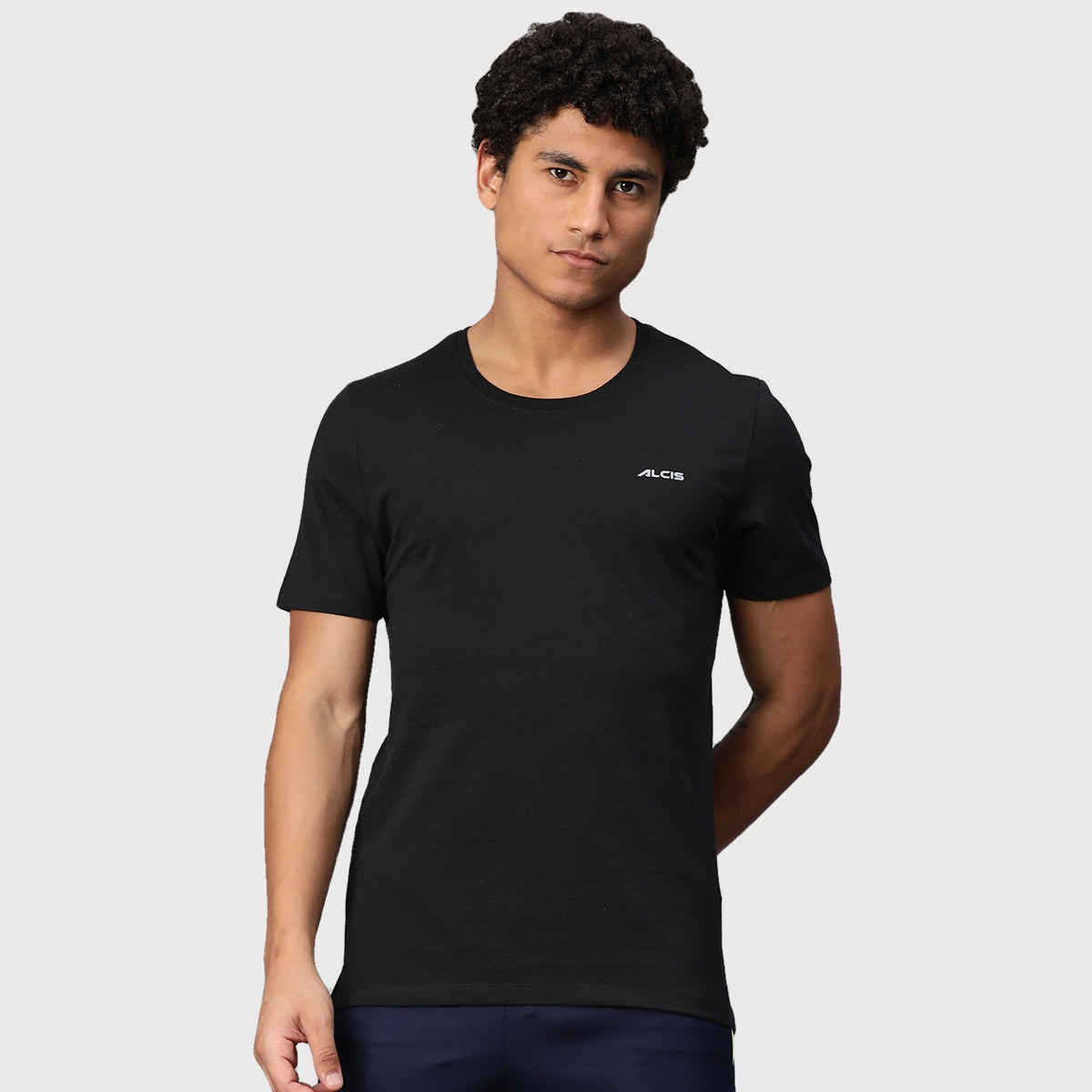 Alcis Men's Round Neck T-shirt | Black - M