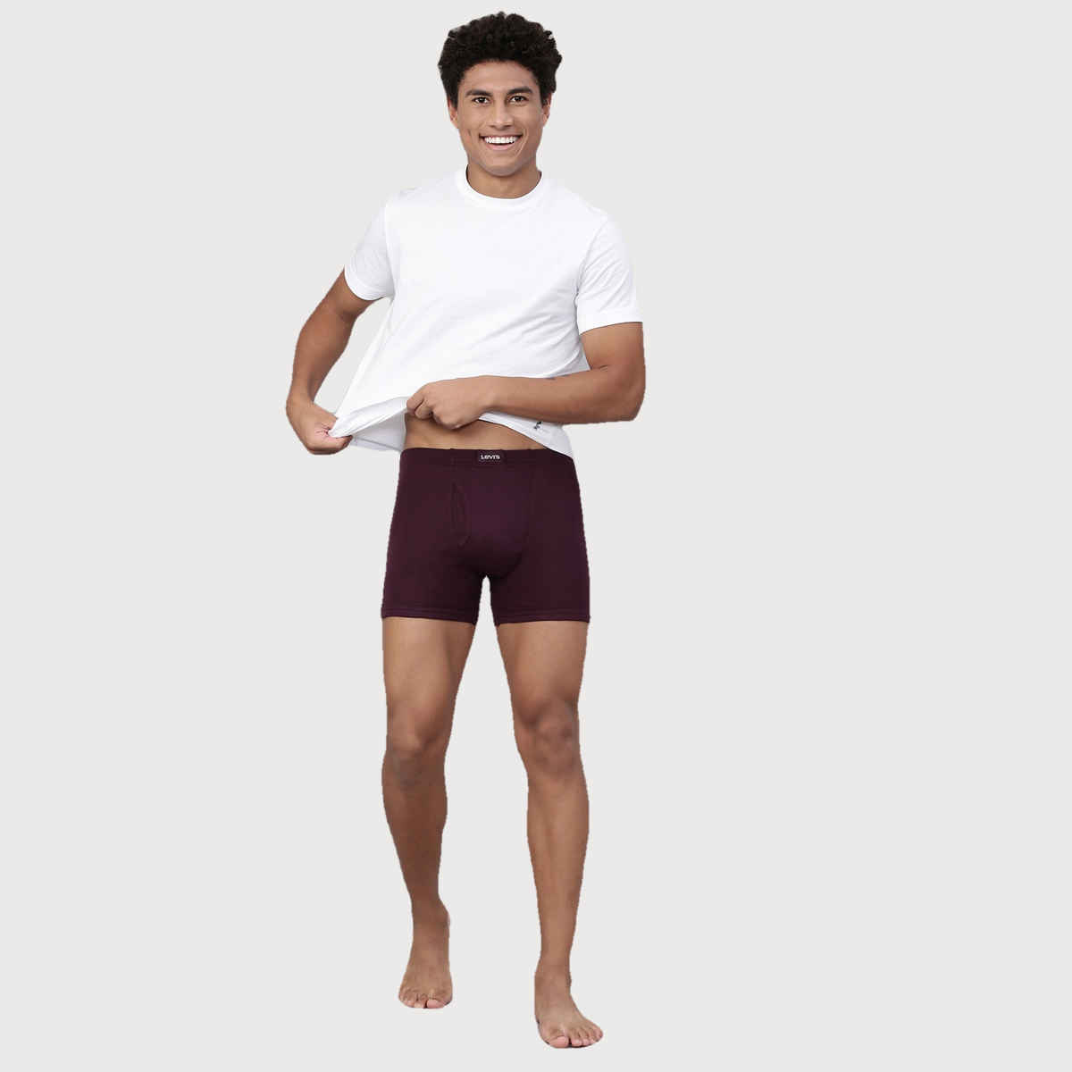 Levi's Men Pure Cotton Long Length Trunk | Ultrasoft Natural Hand Feel Waistband | Wine - S