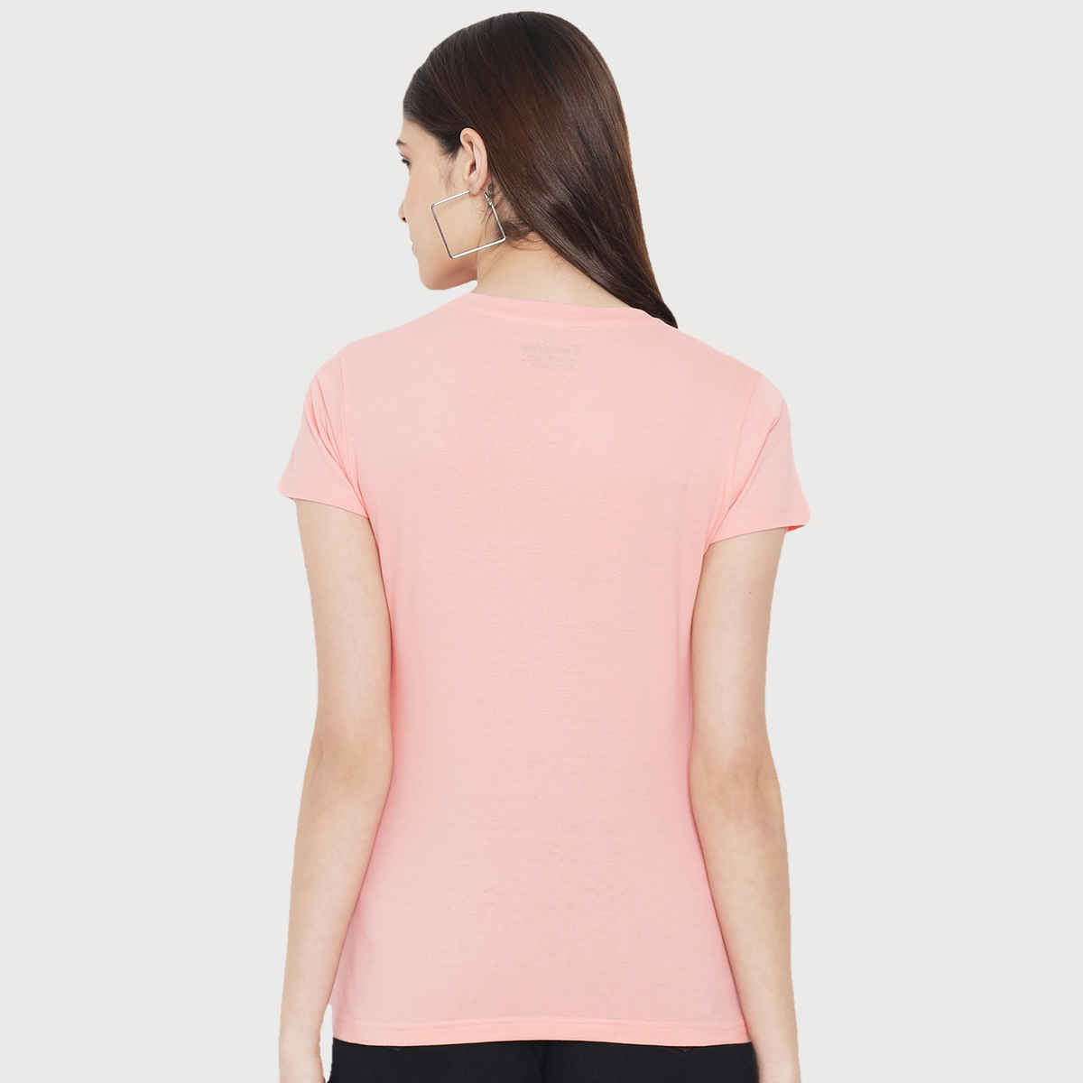 Fabflee Women Regular Cotton Printed Round Neck Tshirt | Pink | FAB-WT-07 | L