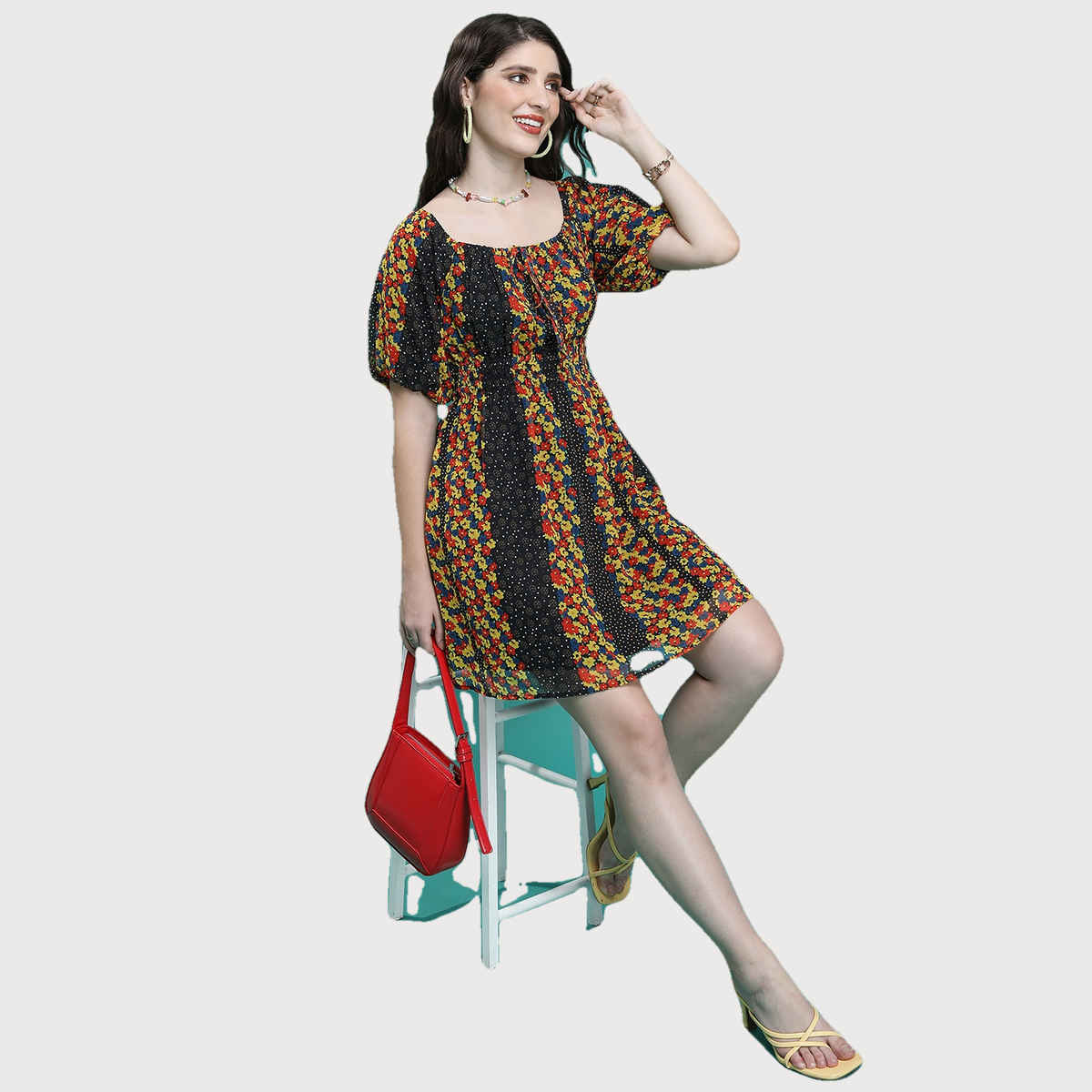 Ketch Women's Floral Printed Fit & Flare Dress | Multicolor - M