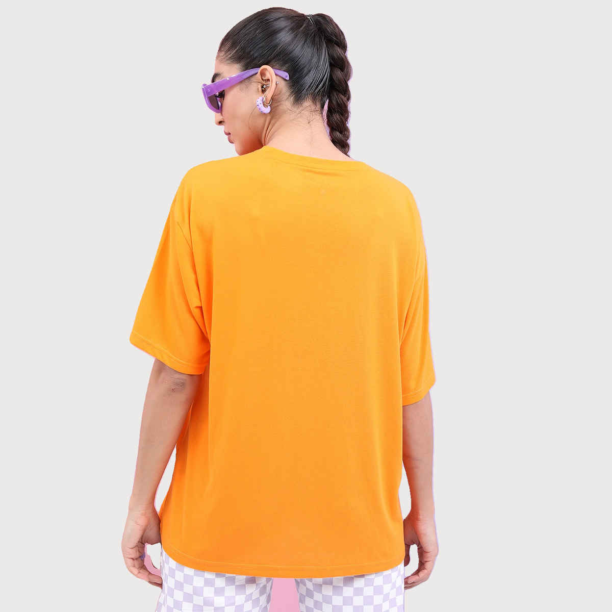 Tokyo Talkies Women's Typography Printed Oversized T-shirt | Yellow - S