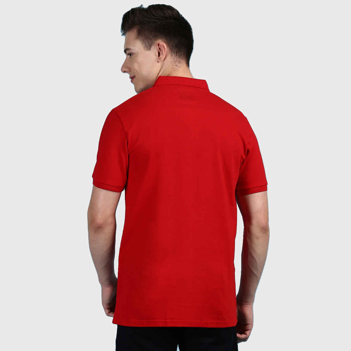 Lux Cozi Men's Solid Cotton Polo T-shirt with Pocket | Red - S