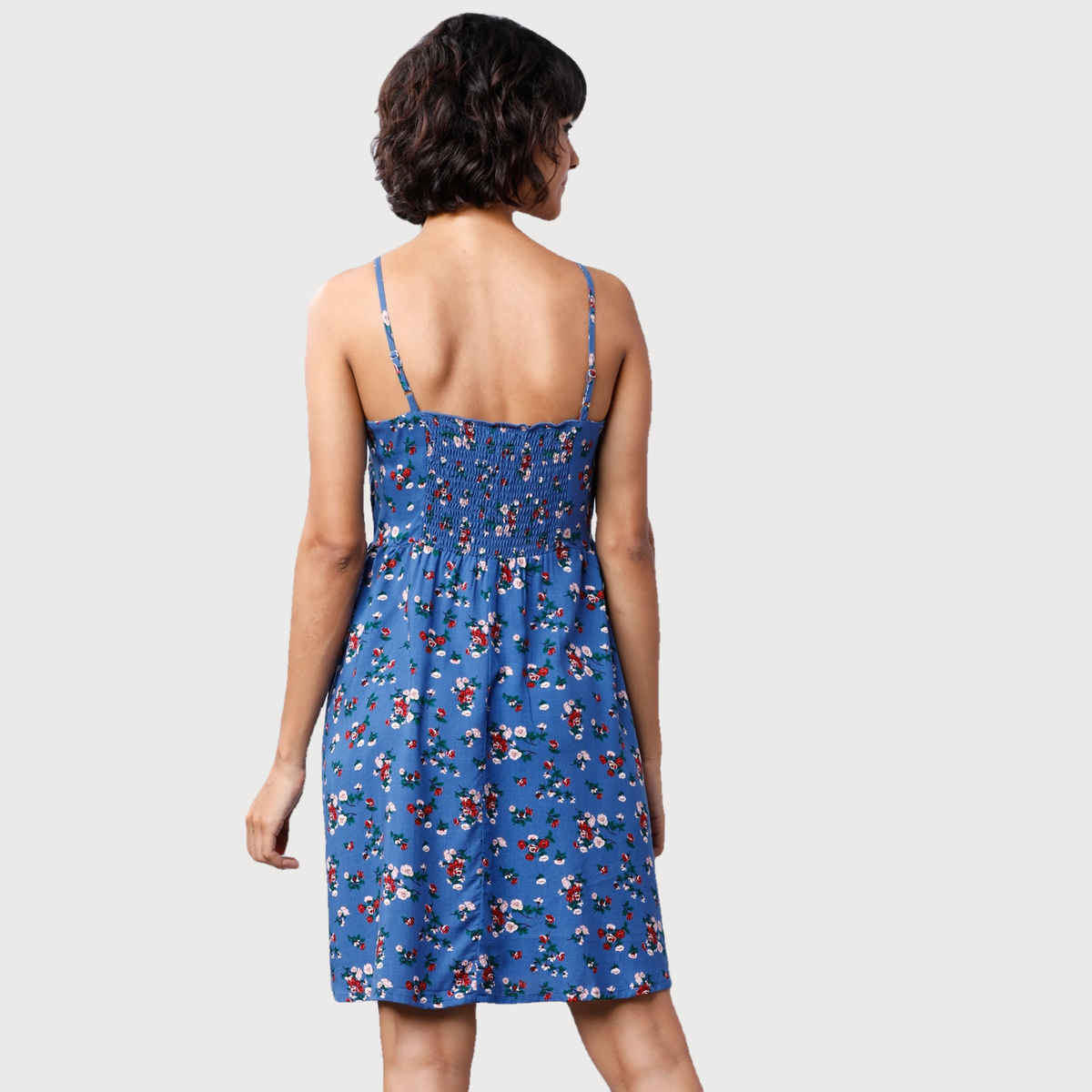 Tokyo Talkies Women's Printed Fit and Flare Dress | Blue - XL