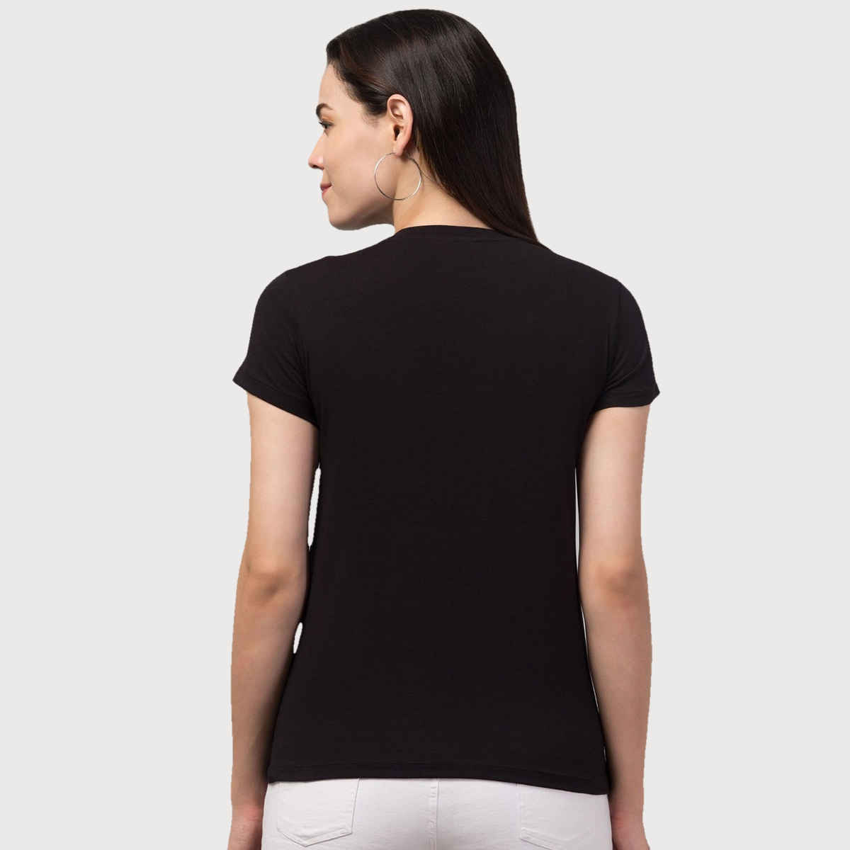 Smartees Women's Regular Fit Printed T-shirt | WW - Goodvibes | Black - XL