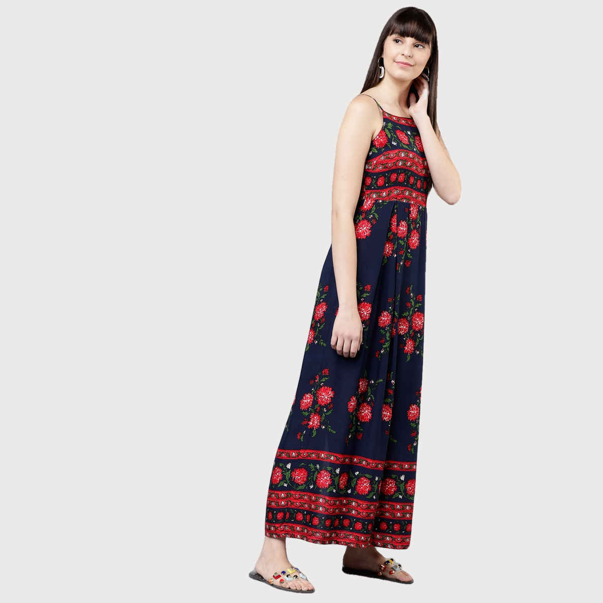 Tokyo Talkies Women's Floral Print Maxi Dress | Blue - XL