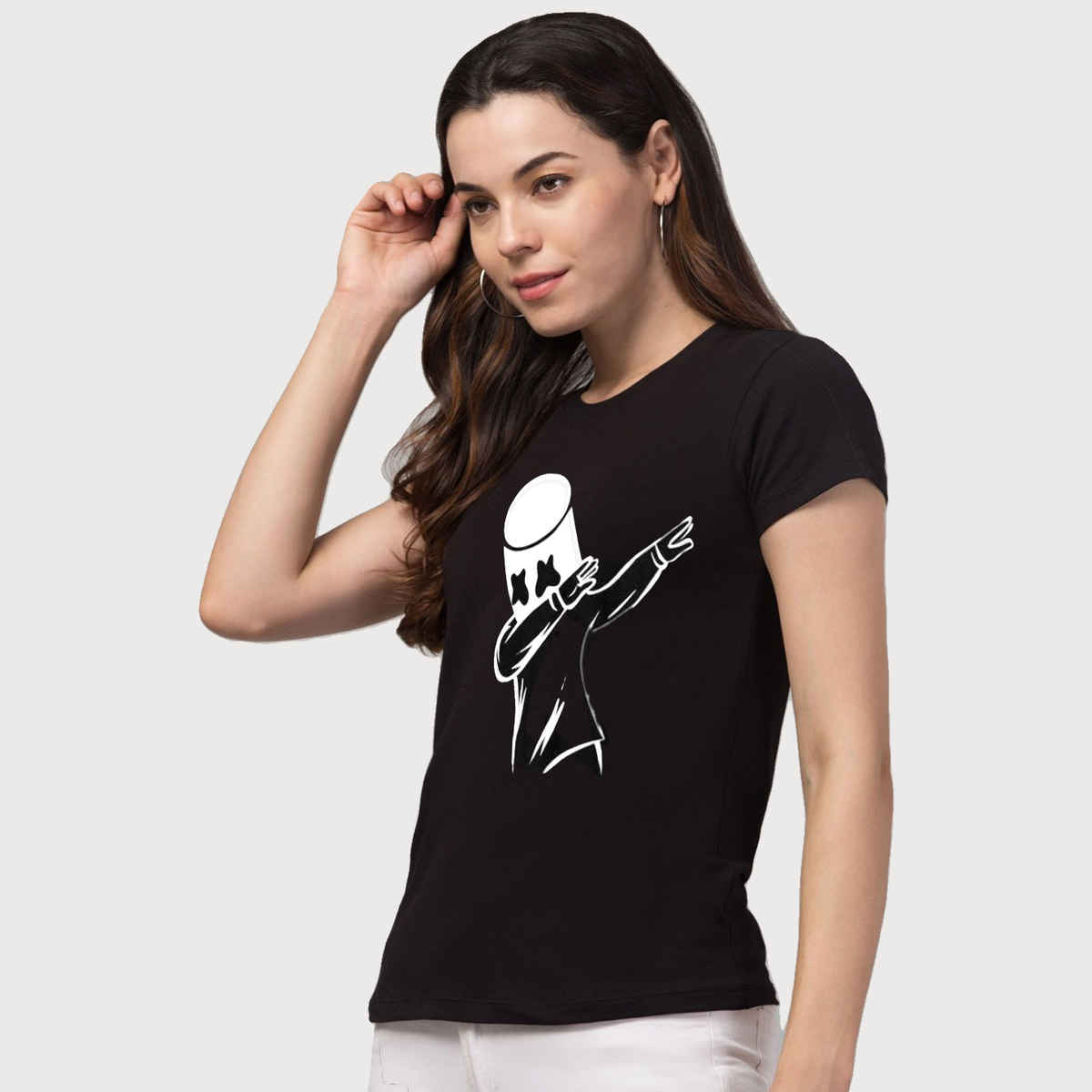 Smartees Women's Printed T-shirt | Black - L