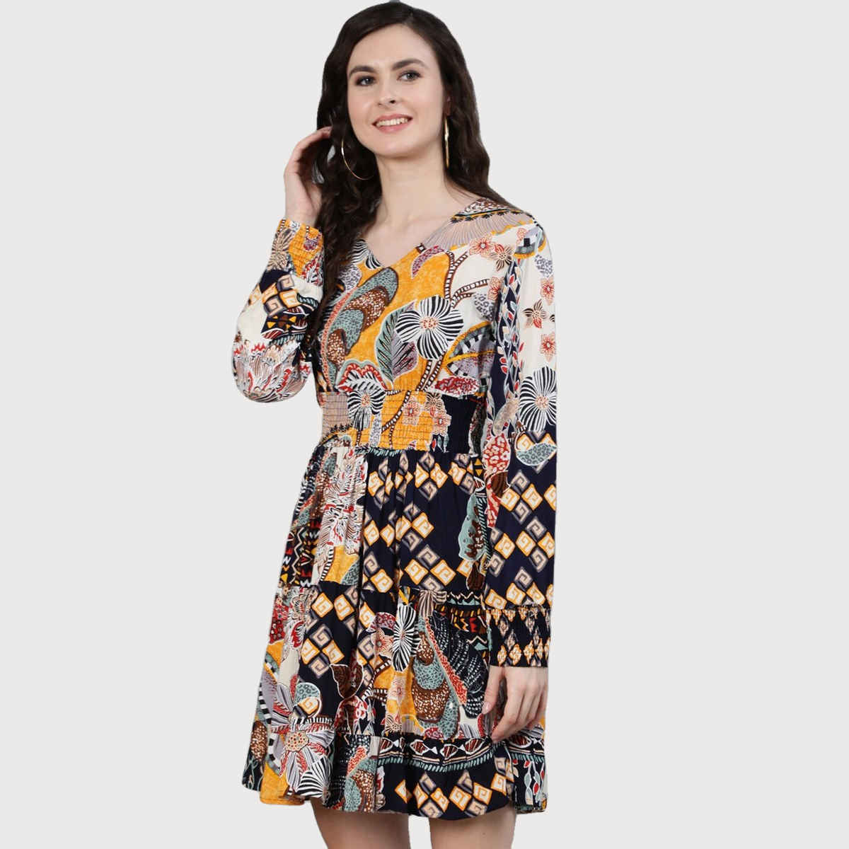 Ishin Women's Multi Floral Dress - L | Drkuls-14011