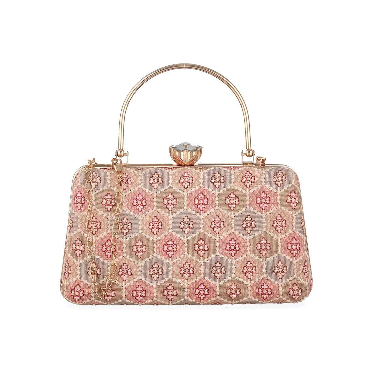 Priyaasi Women's Embroidered Metal Clutch | Multicolour