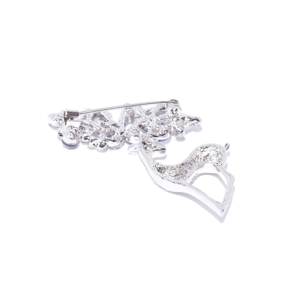 Youbella Crystal Jewellery Silver Plated Brooches For Women (Silver) (Yb - Brooch - 78)