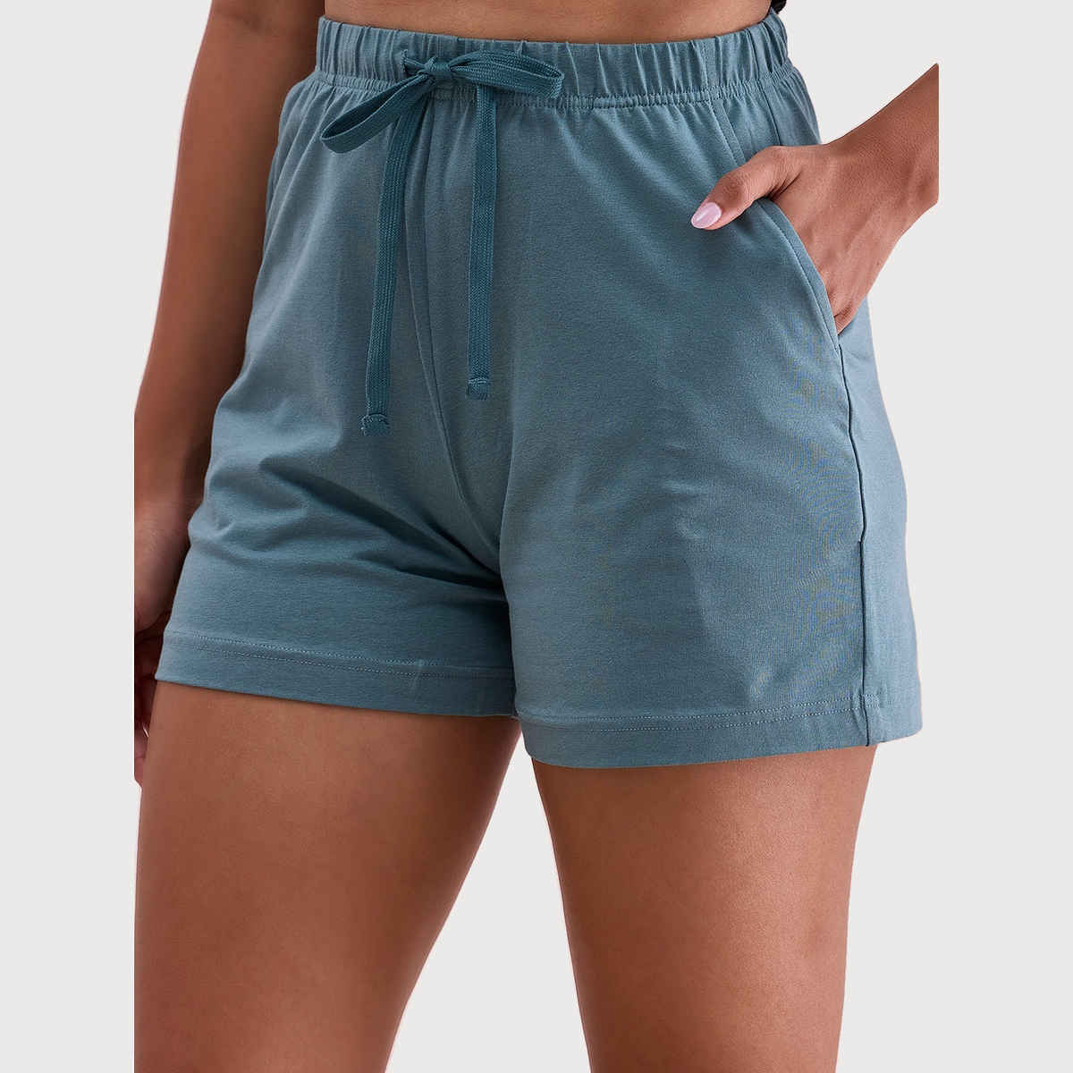 Go Colors Women's Solid Mid Rise Casual Shorts | Ocean Green - S