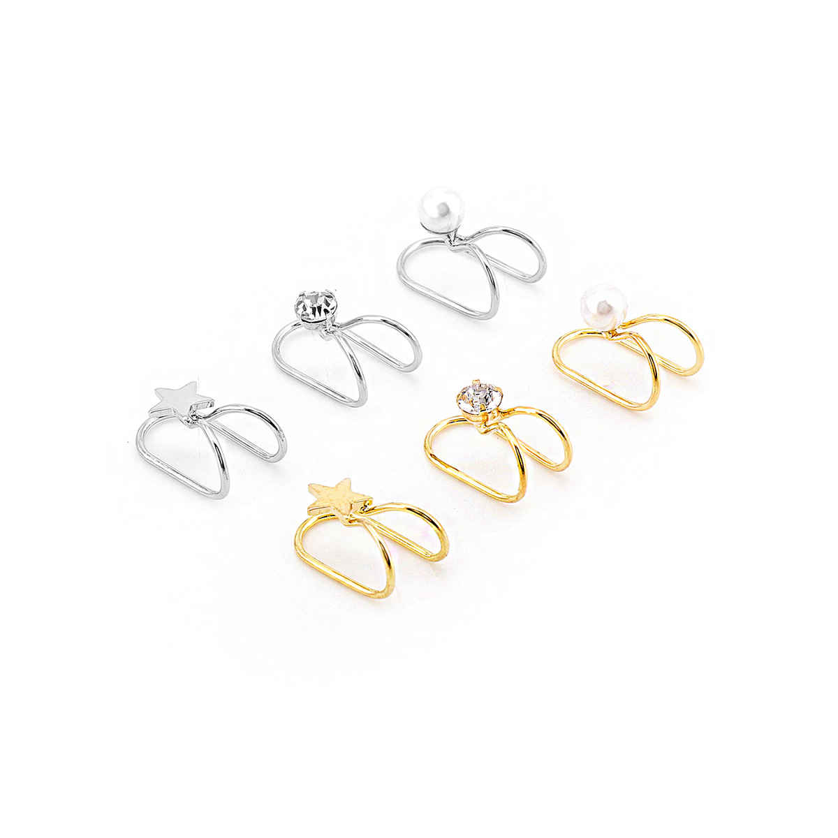 Yellow Chimes Gold-Toned Contemporary Studs Ear Cuffs