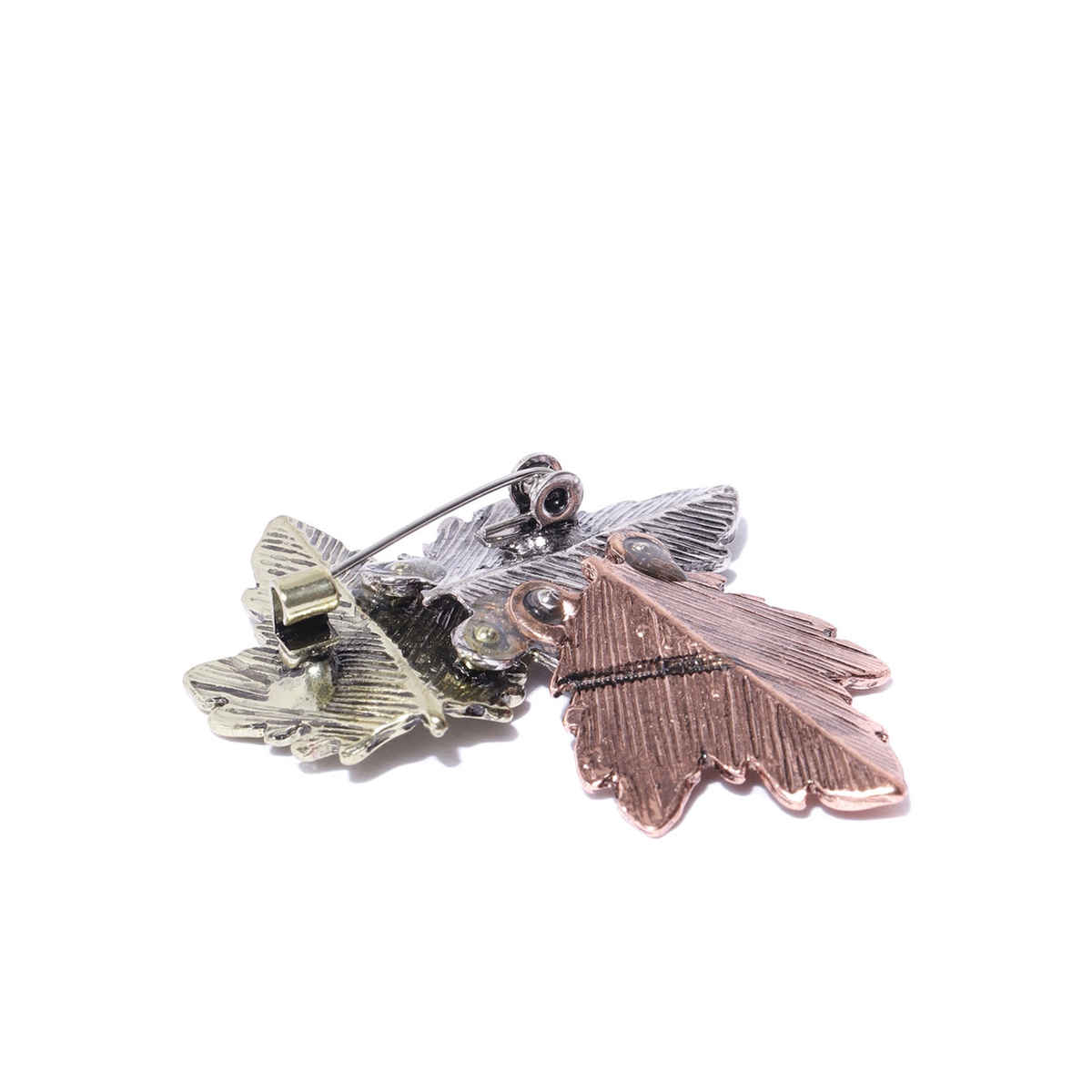 Youbella Latest Stylish Crystal Unisex Leaf Brooch For Women/Girls/Men (Silver)(Yb - Brooch - 82)