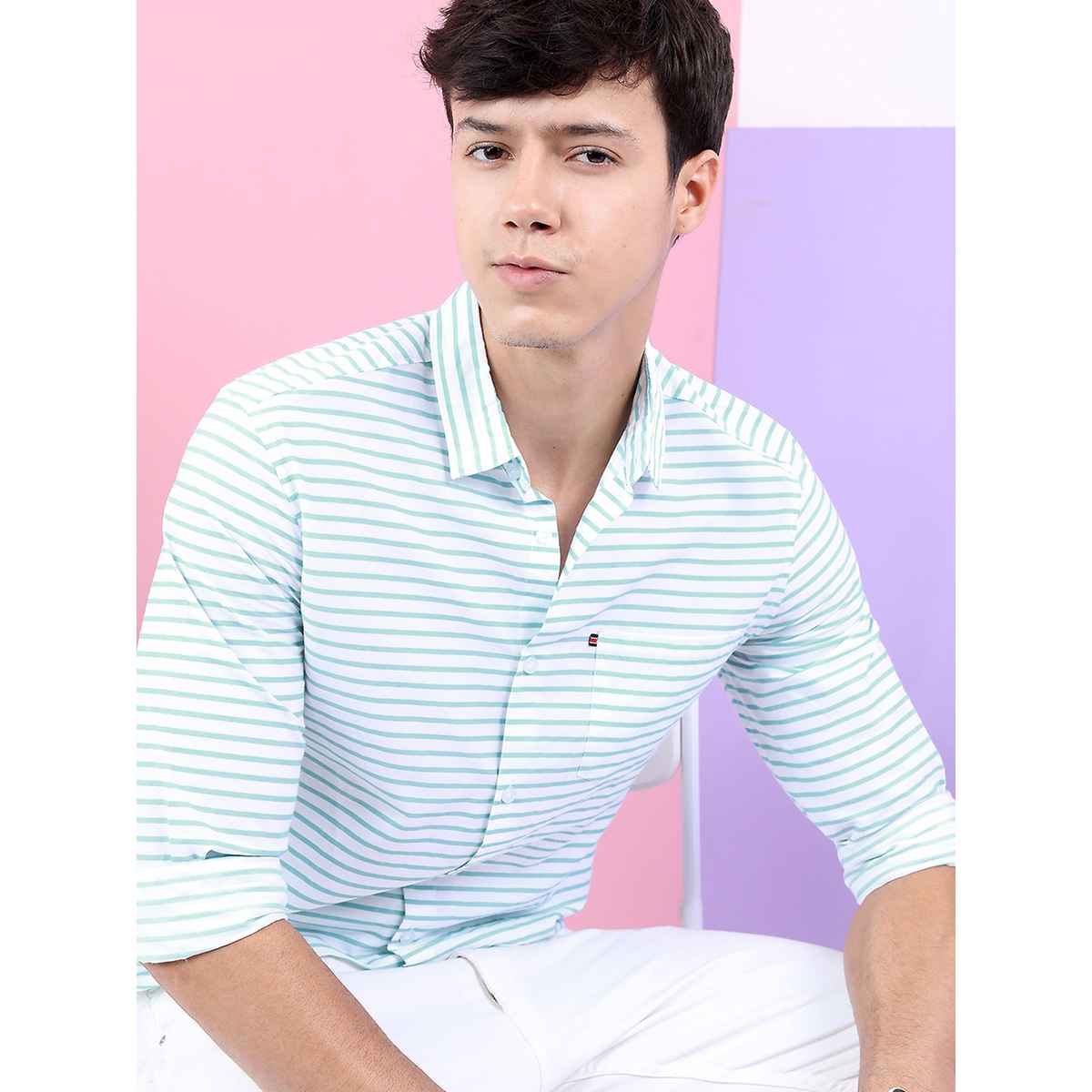 Highlander Mens Striped Casual Slim Fit Shirt | Multicolor | XL