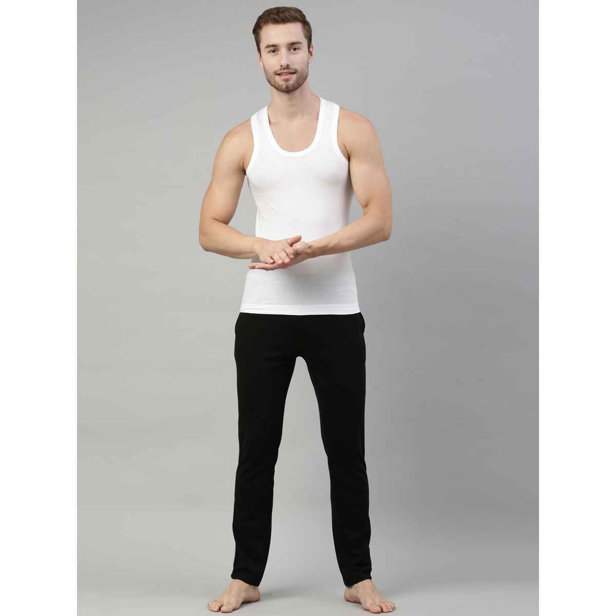 Dixcy Scott Men's Solid 100% Combed Cotton Itch - Free U-neck Sleeveless Vest | White - L