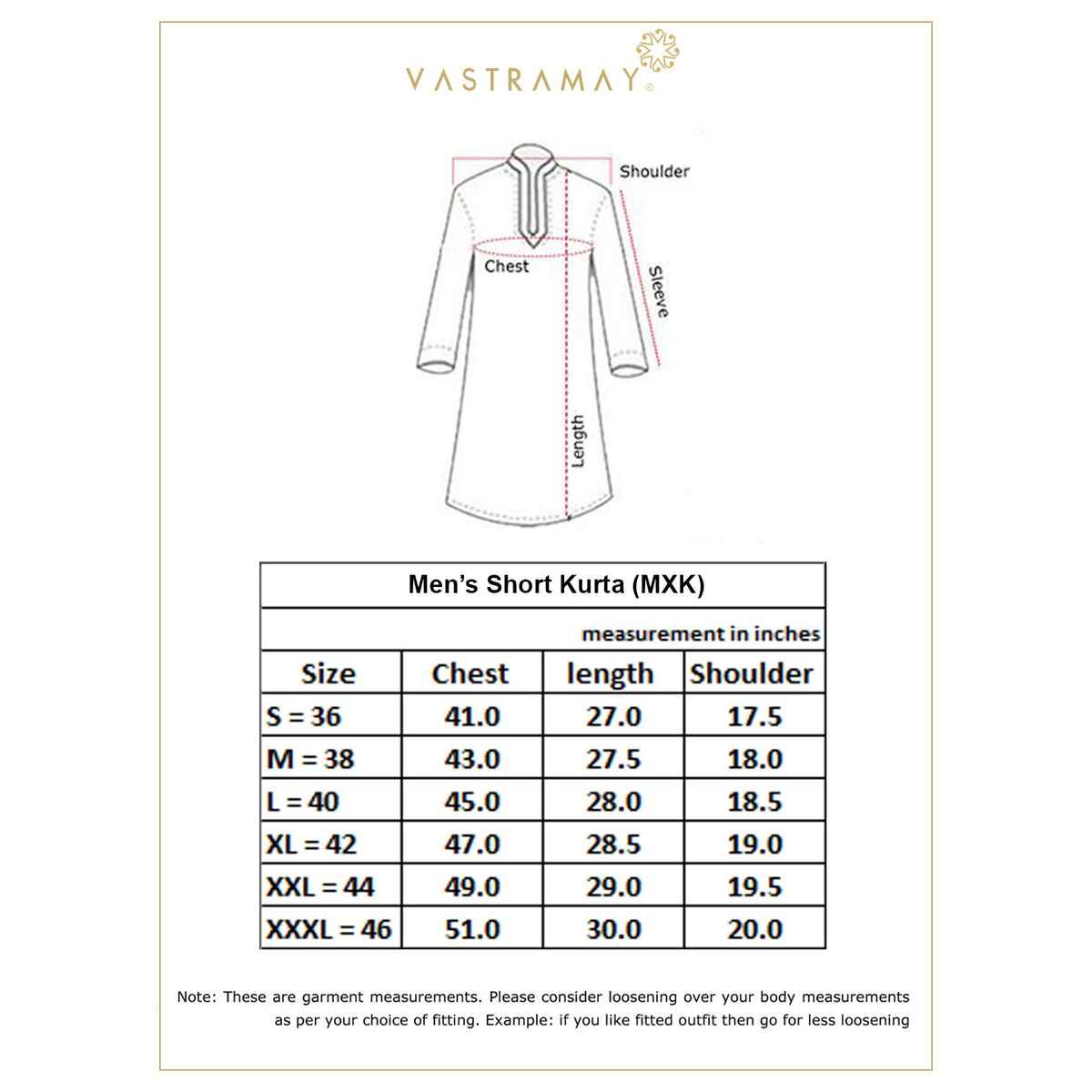 Vastramay Men's Cotton Blend Short Kurta for Eid | Maroon - XL