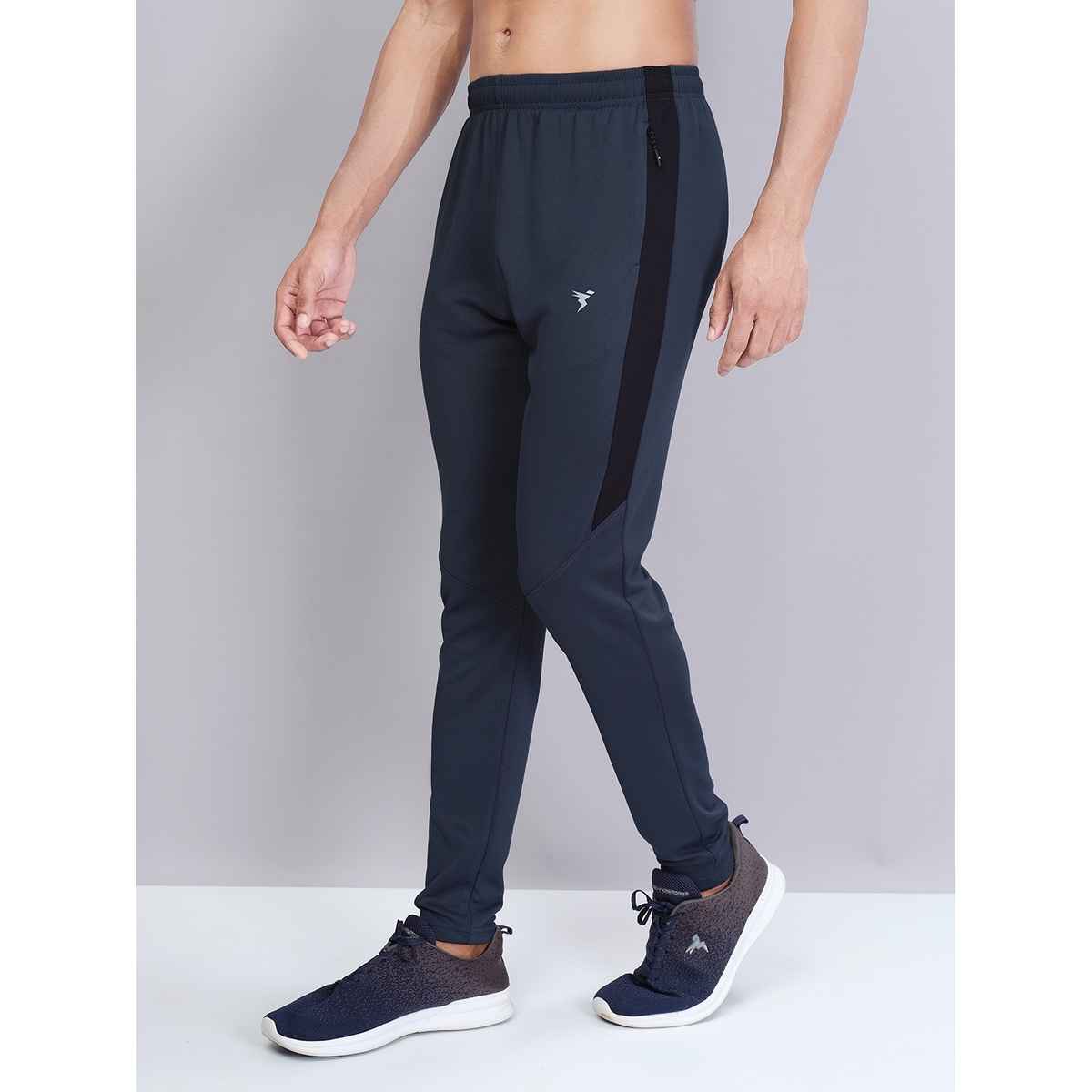 Technosport Men Poly Solid Slim Fit Sports Trackpants with TECHNO DRY | Dark Carbon | L