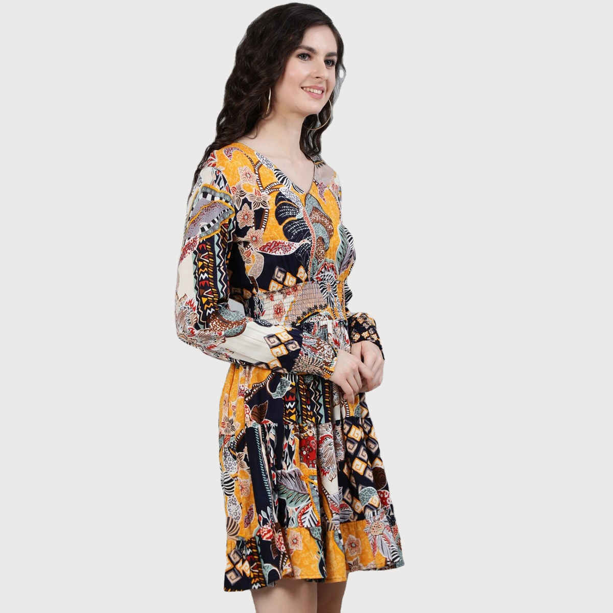 Ishin Women's Multi Floral Dress - L | Drkuls-14011