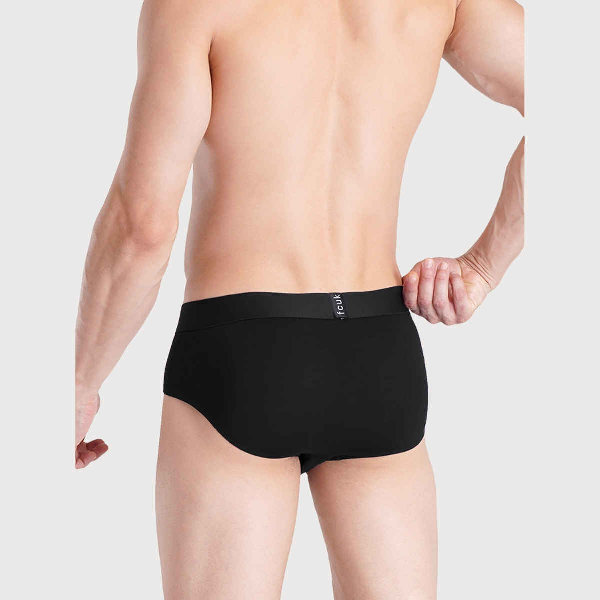 Fcuk Glo Park Royal | Men s Solid Briefs Pack of 2 | Jet Black | Dark Sapphire | XL