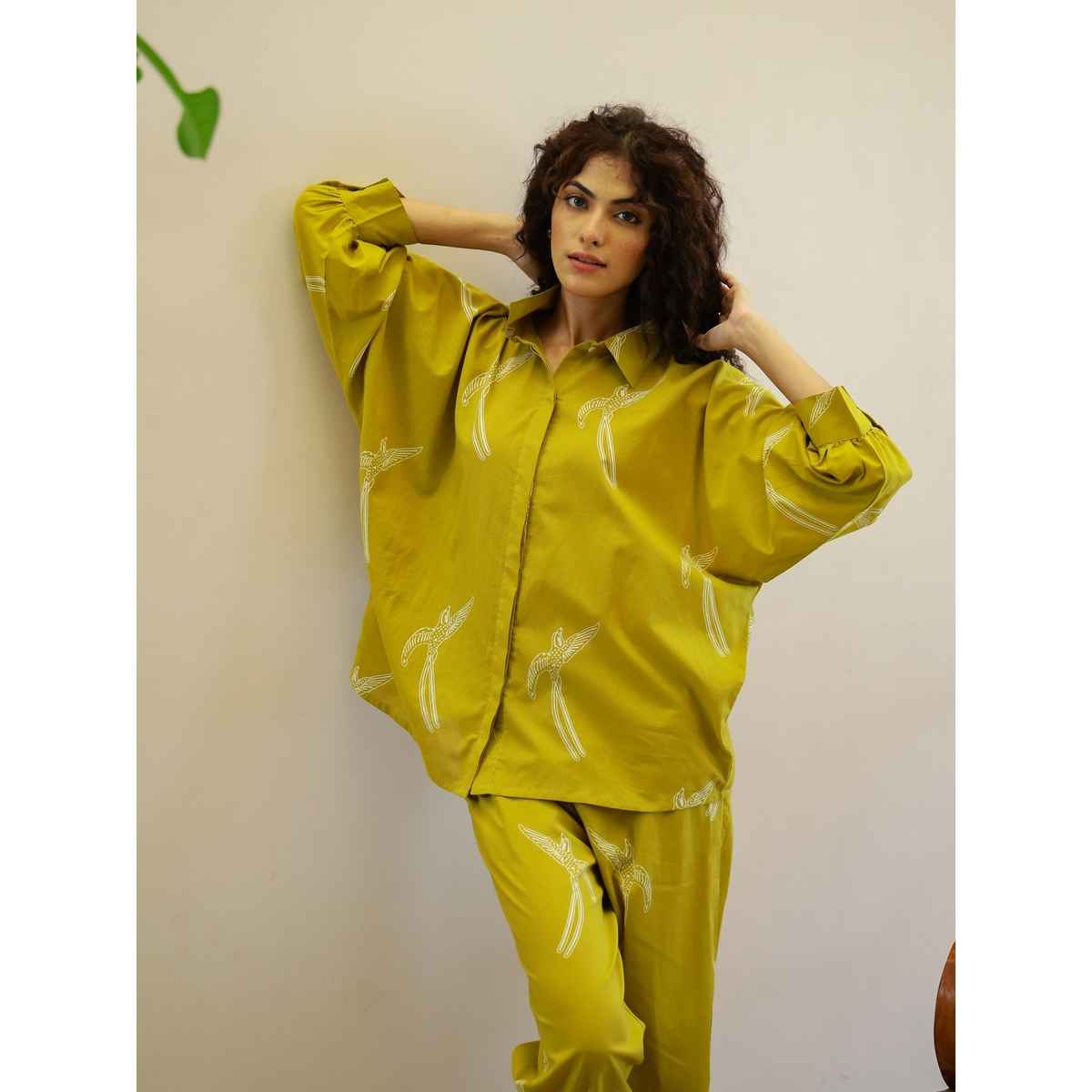 Sanskrutihomes Women Printed Mustard Night Suit SE-NSP-715 | S