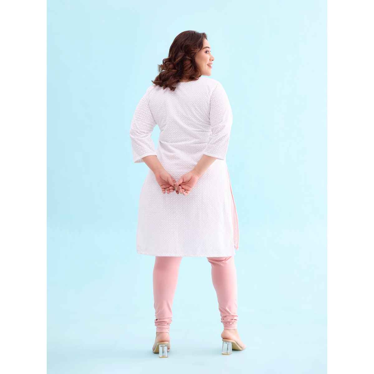 Go Colors Women's Solid Mid Rise Churidar | Baby Pink - S