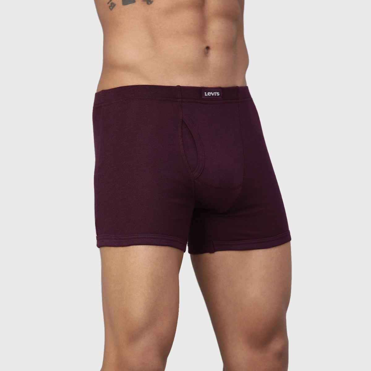 Levi's Men Pure Cotton Long Length Trunk | Ultrasoft Natural Hand Feel Waistband | Wine - XL