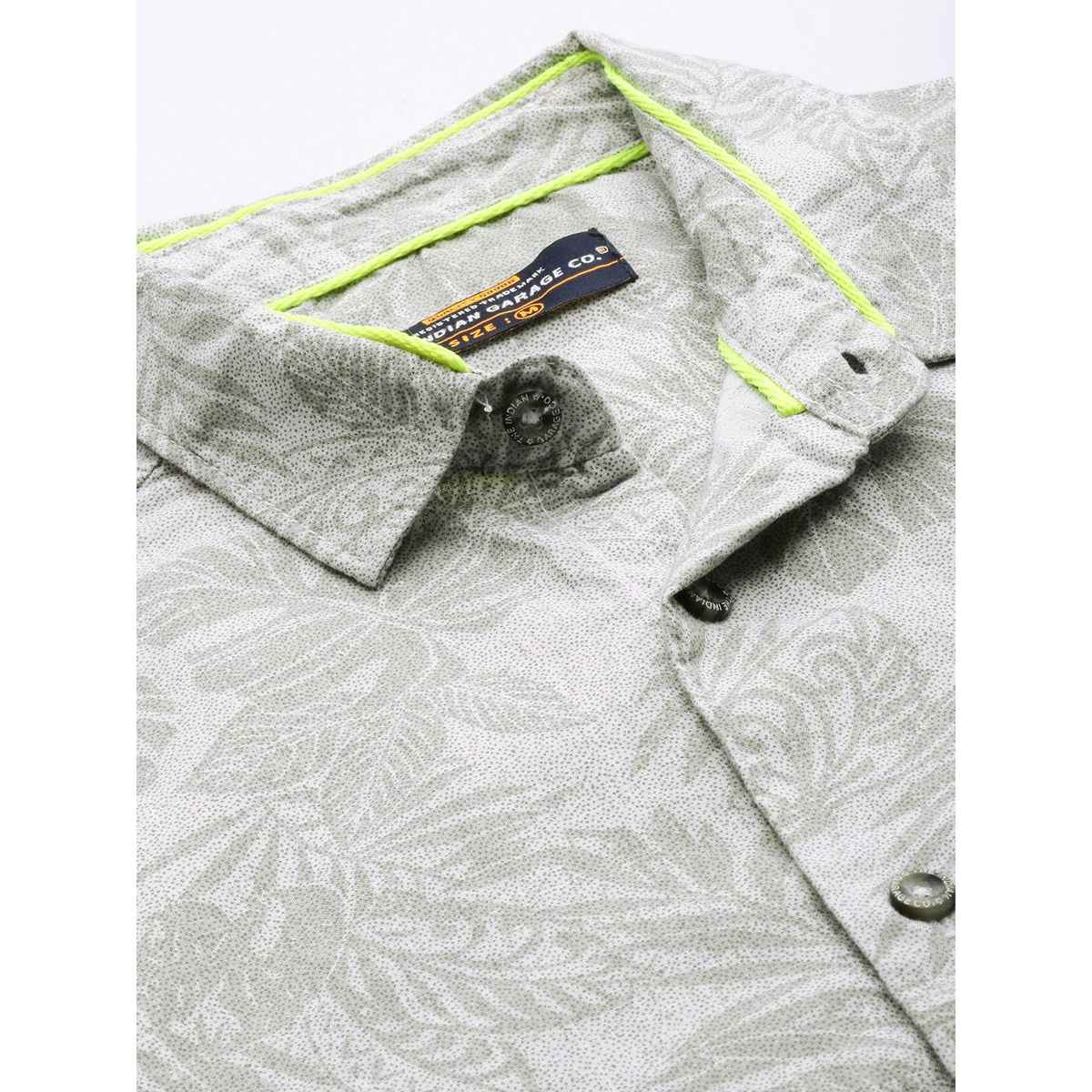 The Indian Garage Co Men's Slim Fit Tropical Casual Shirt | Grey - XL