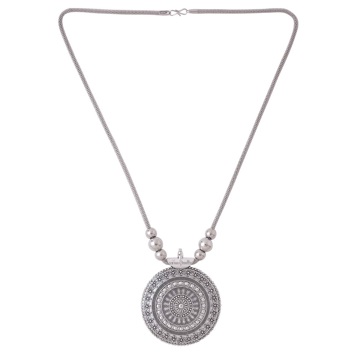 NVR Silver Toned Oxidised Necklace | NVR2054