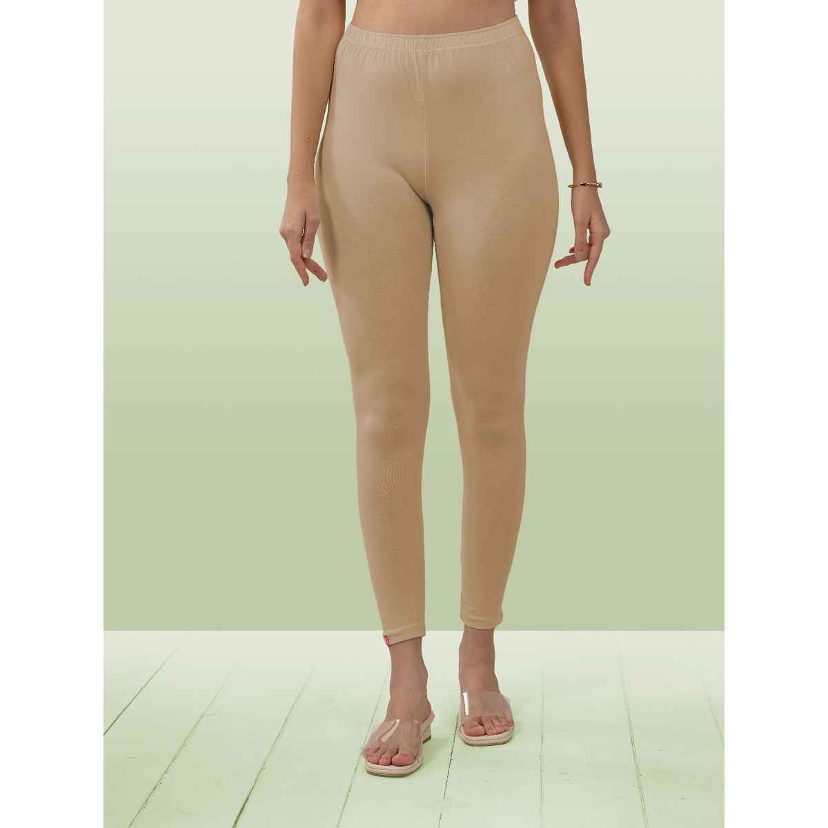 Lyra Women's Leggings Ankle Length | Light Acru - Free Size