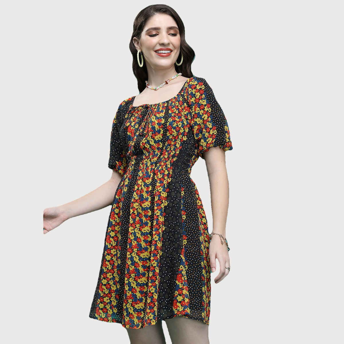 Ketch Women's Floral Printed Fit & Flare Dress | Multicolor - M
