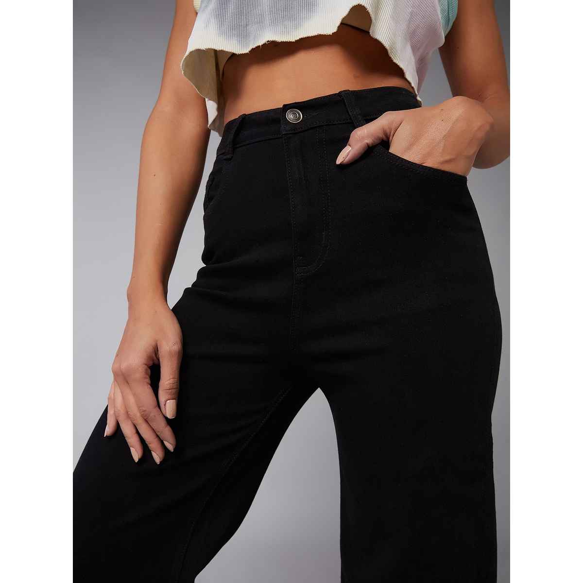 Miss Chase Sweet Gangster Wide Leg Denim Jeans Ebony | Black | 32