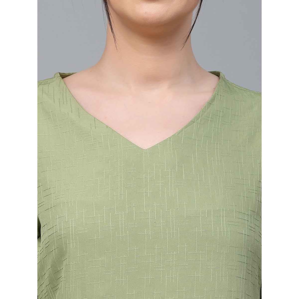 Style Quotient Women Sage Green Solid Polyester Regular Casual Top | M | SS23SQANDORA - Sage Green