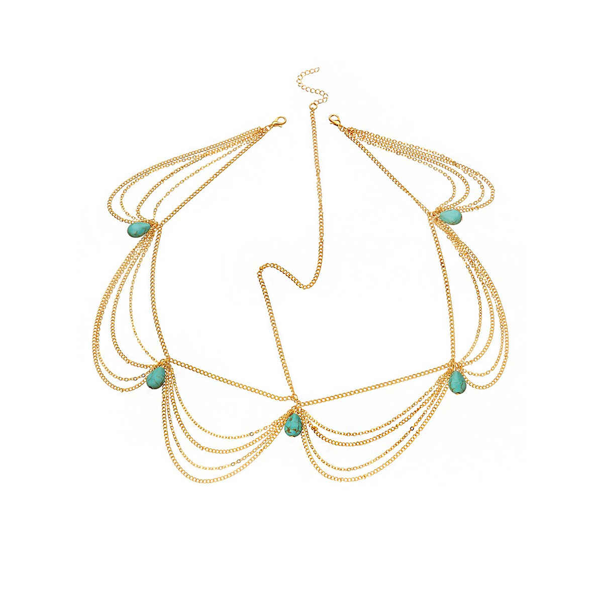 Unwind by Yellow Chimes Gold Toned Multilayer Head Jewellery for Women