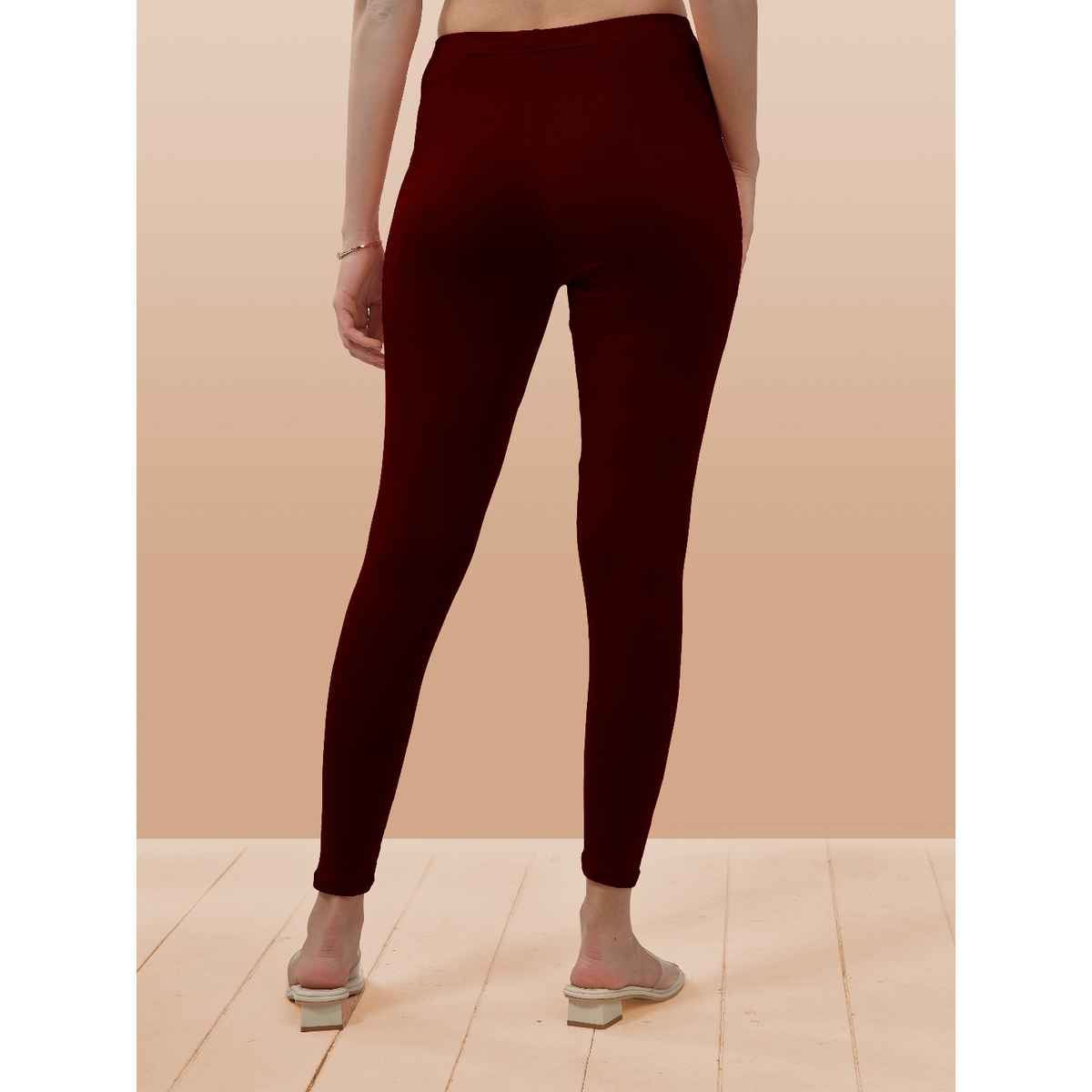 Lyra Women's Leggings Ankle Length | Maroon - Free Size