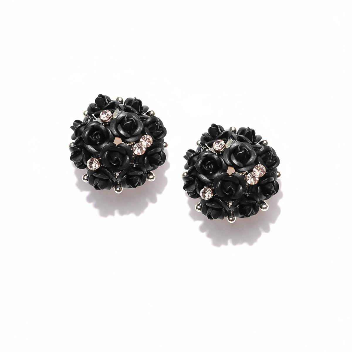 Youbella Fashion Jewellery Rose Shape Stud Earrings For Girls And Women (Black)(Ybear - 31674)