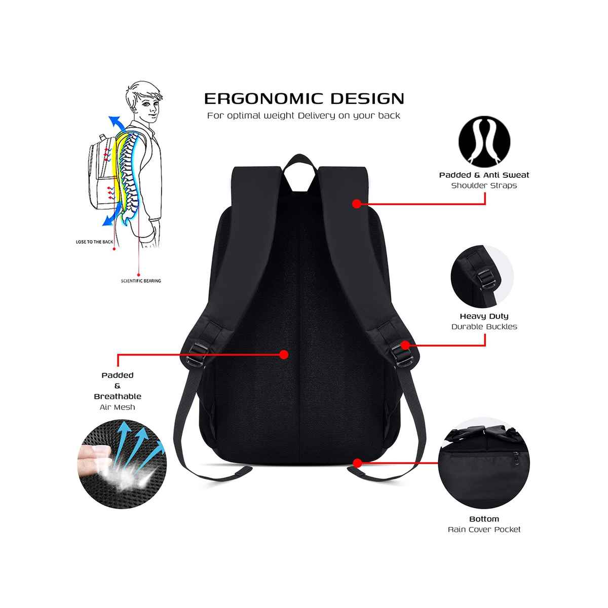 Lunar's FJ 15.6 Inch Laptop Bag | Anti-Theft | Water Resistant | Office | College | Travel Backpack