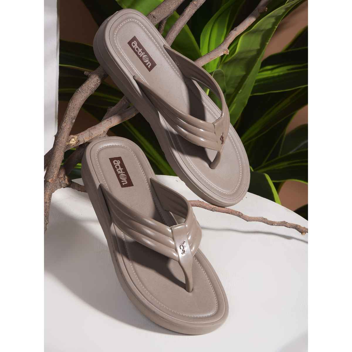 Action Women's Hran-61 | Super Soft & Commtable Slippers | Daily Wear Slippers | Chiku - UK 8